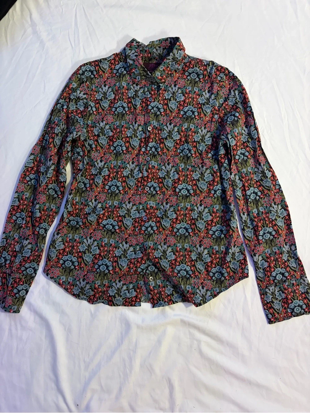 J. Crew Women's Floral Button-Down Shirt - Blue & Red